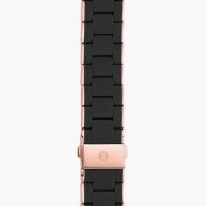 MICHELE Elegant Black and Rose Gold Silicone Watch Band